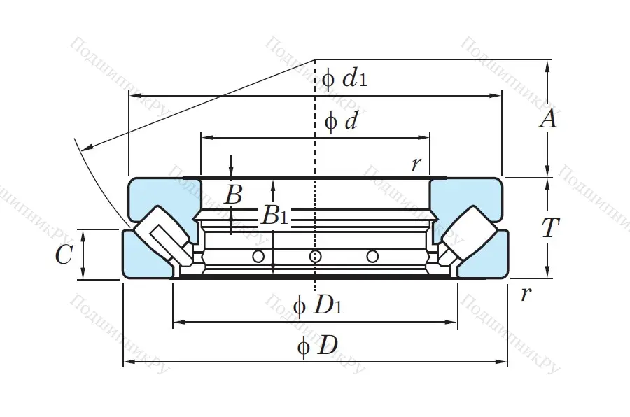 Упорный роликовый подшипник 29414 R FY