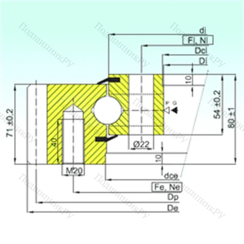 Подшипник шариковый опорно-поворотный EB 1.25.0955.201-2STPN от производителя  ISB
