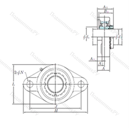 Подшипниковый узел шариковый радиальный UKFL 206