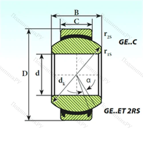 Подшипник скольжения сферический GE 8 C от производителя  ISB