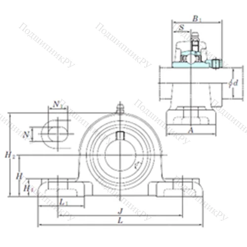 Подшипниковый узел шариковый радиальный NAPK 212-36 от производителя  KOYO Подшипниковый узел шариковый радиальный NAPK 212-36 от производителя  KOYO