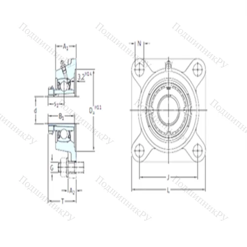 Подшипниковый узел шариковый радиальный FYJ 35 KF+H 2307