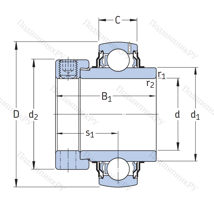 Корпусный подшипник YEL 208-2F