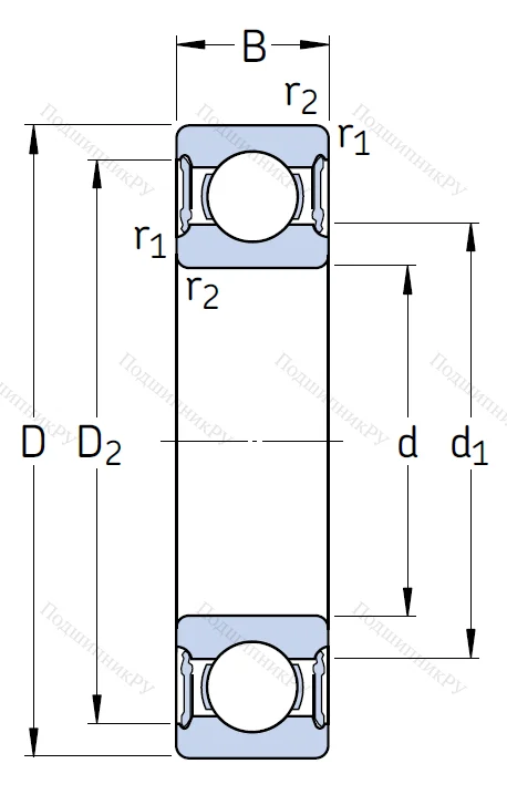 Однорядный шариковый подшипник 63001 2RS 1
