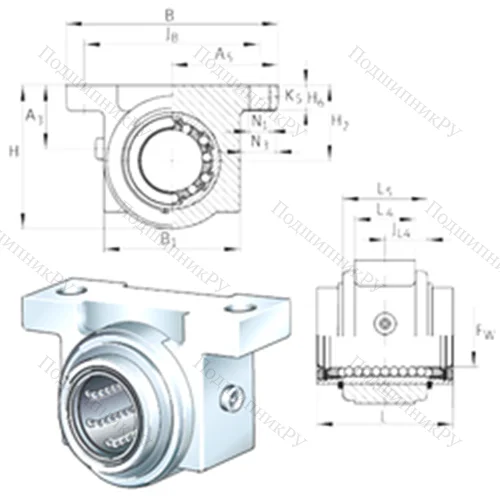 Подшипниковый узел шариковый линейный KGB 12-PP-AS