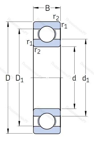 Однорядный шариковый подшипник 6311 C 3 от производителя  SKF