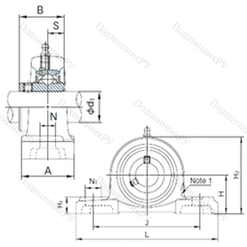 Подшипниковый узел шариковый радиальный UCPX 11 от производителя  NACHI Подшипниковый узел шариковый радиальный UCPX 11 от производителя  NACHI