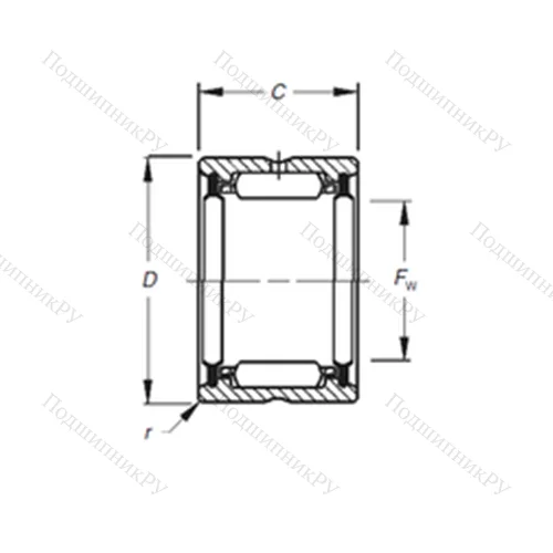 Подшипник игольчатый радиальный HJ-122016,2RS
