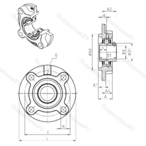 Подшипниковый узел шариковый радиальный UCFC 208 от производителя  SNR Подшипниковый узел шариковый радиальный UCFC 208 от производителя  SNR