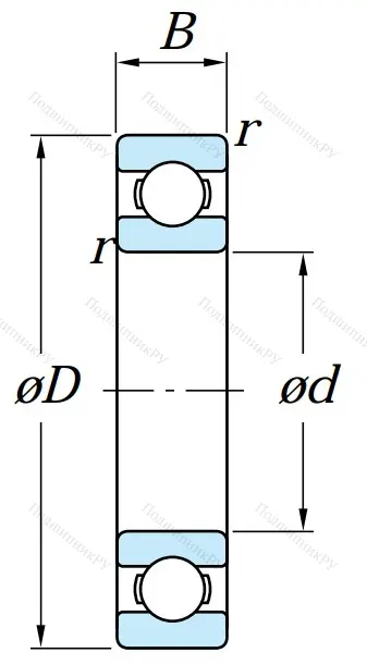 Однорядный шариковый подшипник 6206 CM