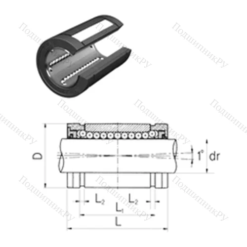 Подшипник шариковый линейный LMES 12OP от производителя  Samick