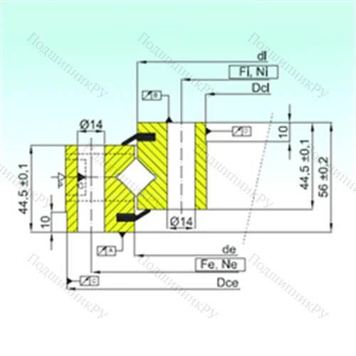 Подшипник роликовый опорно-поворотный NR 1.14.0944.201-3PPN