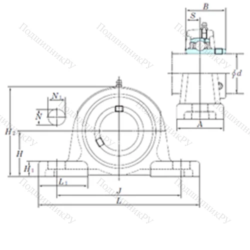 Подшипниковый узел шариковый радиальный UCP 206-20 от производителя  KOYO Подшипниковый узел шариковый радиальный UCP 206-20 от производителя  KOYO