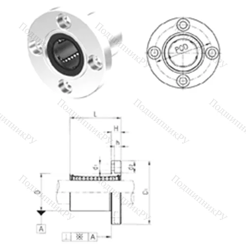 Подшипник шариковый линейный LMF 8S от производителя  Samick