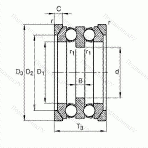 Подшипник шариковый упорный 54206 + U 206 от производителя  FAG