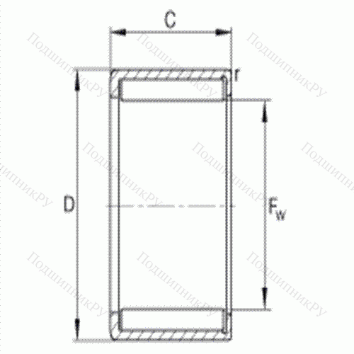 Подшипник роликовый игольчатый с одним наружным штампованным кольцом HN 4020